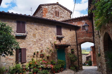 Glimpse of the ancient medieval village of Montefioralle, Tuscany, Italy