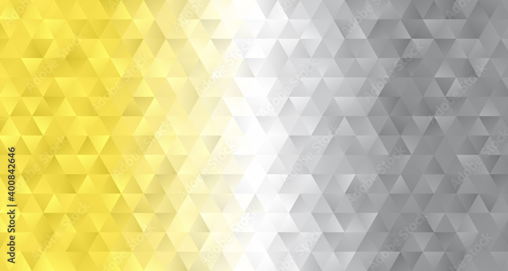 Wall mural illuminating yellow and ultimate gray gradient triangle pattern vector background. 2021 color of the