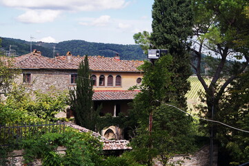 Fototapeta na wymiar Glimpse of the ancient medieval village of Montefioralle, Tuscany, Italy