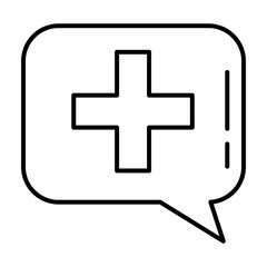 Fototapeta premium medical cross symbol in speech bubble line style icon vector illustration design