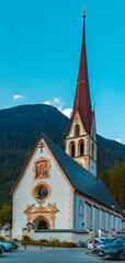 Fototapeta na wymiar Beautiful church at Laengenfeld, Oetztal, Tyrol, Austria