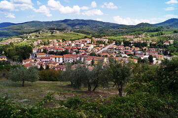 Fototapeta na wymiar View of Greve in Chianti from the surrounding hills, Tuscany, Italy