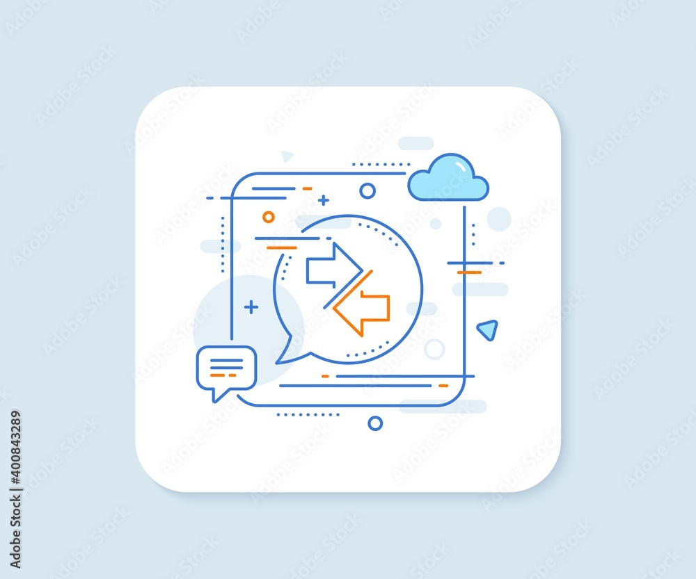 Poster synchronize arrows line icon. abstract square vector button. communication arrowheads symbol. naviga