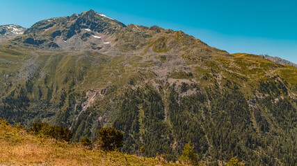 Beautiful alpine view at the famous Timmelsjoch high alpine road, Hochgurgl, Oetztal, Tyrol, Austria