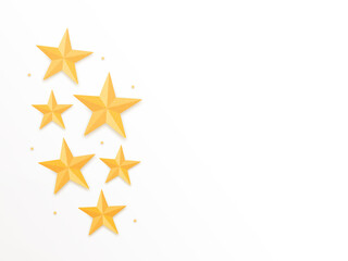 Obraz premium Star Flat Lay Background, Yellow Star Background, Isolated Yellow Stars on White Background, Holiday Star Template Photograph