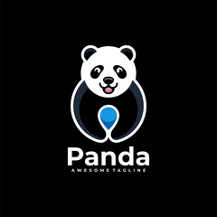 Panda Cartoon cute logo design vector