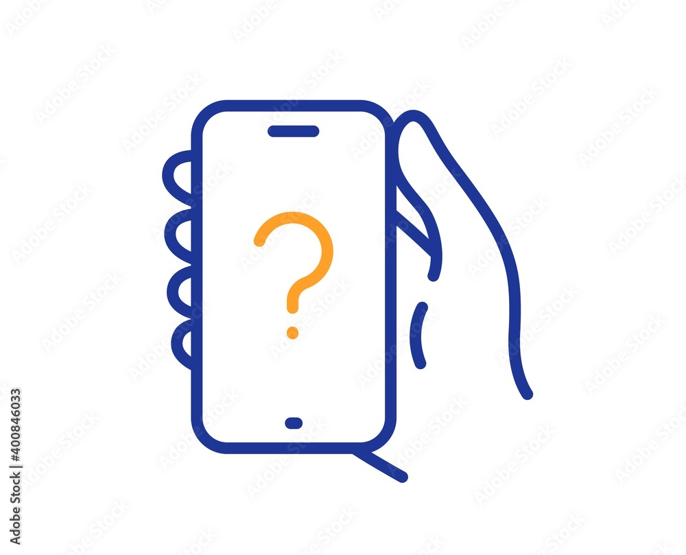 Poster ask question phone app line icon. help support sign. faq questionnaire symbol. quality design elemen