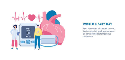 Vector landing page template with concept of World heart day