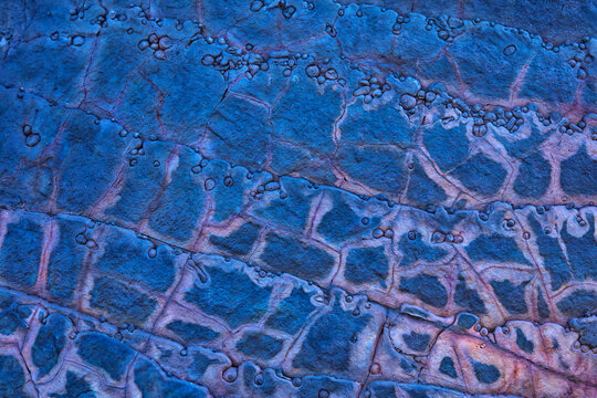 Spain, Huelva Province, Aerial view of blue barren landscape in Rio Tinto Mines area