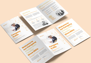 Bi-Fold Brochure Layout with Abstract Low Poly Line Elements