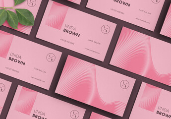 Hair Salon Business Card Layout with Pink Accents