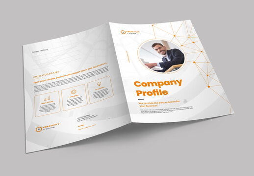 Presentation Folder Layout with Abstract Low Poly Line Elements