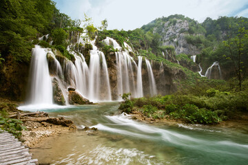One of the most beautiful waterfall of Plitvice lakes national park in Croatia