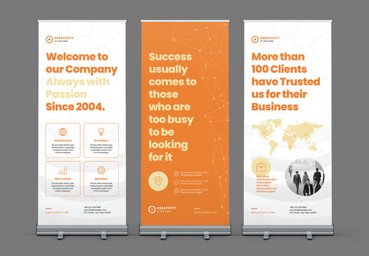 Roll-Up Banner Layout with Abstract Low Poly Line Elements