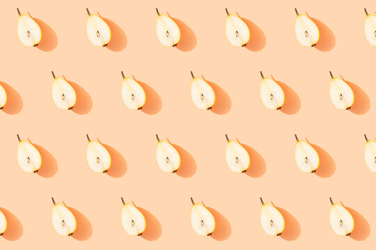 Pattern of fresh halved pears