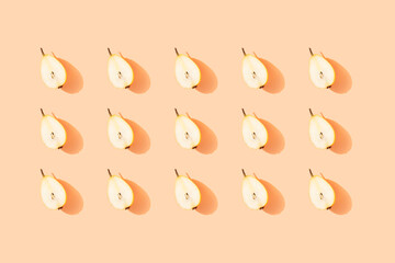 Pattern of fresh halved pears
