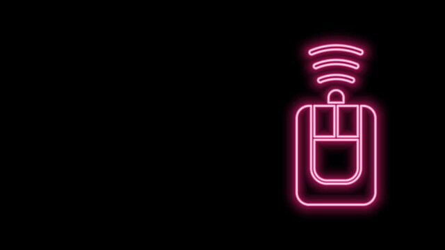 Glowing neon line Car key with remote icon isolated on black background. Car key and alarm system. 4K Video motion graphic animation