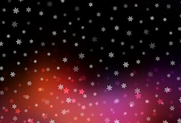 Dark Blue, Red vector pattern with christmas snowflakes, stars.