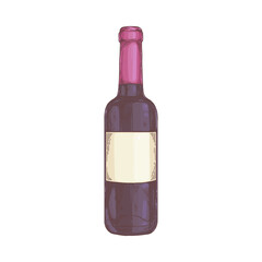 Bottle of natural red grape wine with empty label a vector isolated illustration