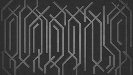 Dark gray matte geometric shapes 3d background on black wall