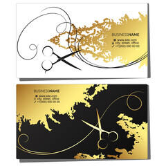 Business card gold pattern design for beauty salon and stylist