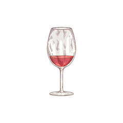 Classic glass with red luxury wine from grapes drink a vector illustration