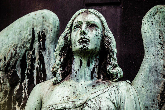 Weathered angel statue