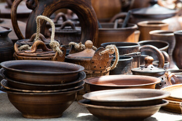 Fototapeta na wymiar Handmade ukrainian pottery in Kiev Ukraine national traditions 
