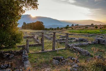 Albania,ÔøΩGjirokasterÔøΩCounty, Ruins of ancient Greek city ofÔøΩAntigoniaÔøΩat sunset