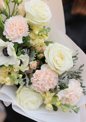 Flower composition. Macro photo. Wedding decor. A Beautiful bouquet of fresh flowers.
