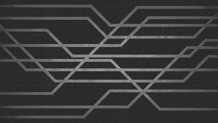 Dark gray matte geometric shapes 3d background on black wall