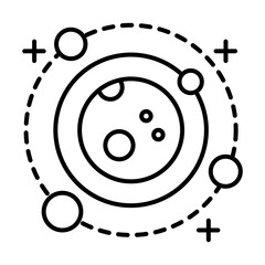 Fototapeta premium planet with four satellites orbiting around line style icon vector illustration design