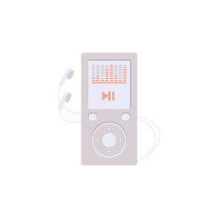 Icon of mp 3 player with wired headphones flat vector illustration isolated.