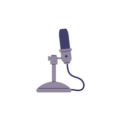 Microphone for audio broadcast sign or symbol flat vector illustration isolated.