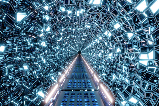 3D rendered Illustration interior of psychedelic alien corridor