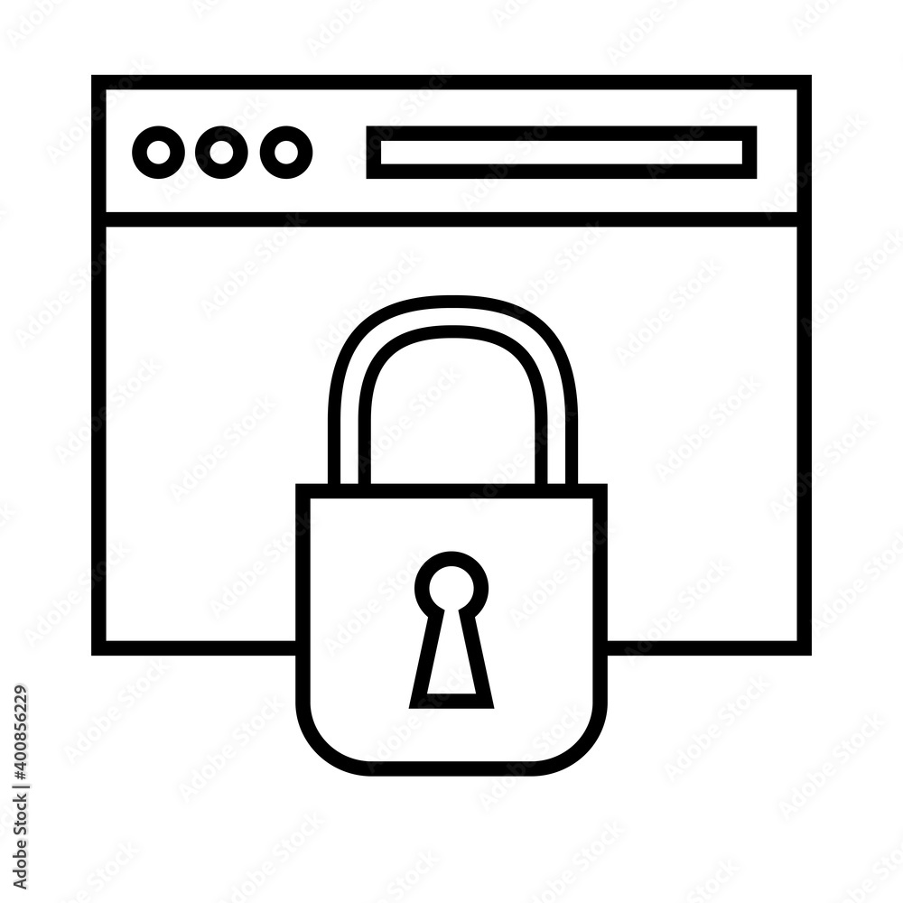 Poster webpage template with padlock line style icon vector illustration design