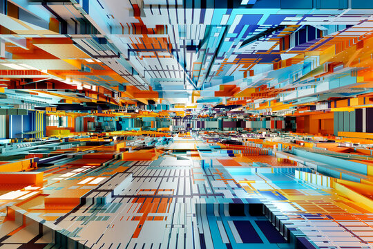 3D rendered Illustration inside CPU electronic and digital hardware