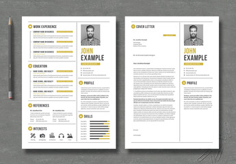 Resume and CV Layout with Gold Elements