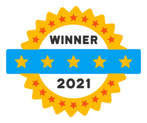 Vector 2021 winner stamp illustration. An isolated illustration on a white background.