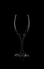 empty glass on black background