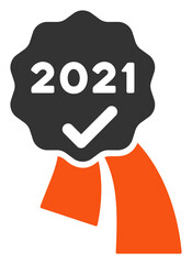 Vector 2021 approve award illustration. An isolated illustration on a white background.