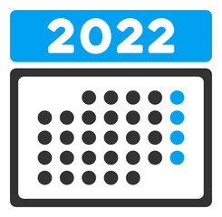 Vector 2022 month calendar illustration. An isolated illustration on a white background.
