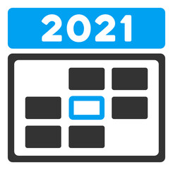 Vector 2021 calendar day illustration. An isolated illustration on a white background.