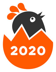 Vector 2020 hatch chick illustration. An isolated illustration on a white background.