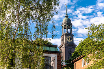 Germany, Hamburg, Bell tower of historic SaintÔøΩMichaelsÔøΩChurch