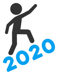 Vector man climbing 2020 illustration. An isolated illustration on a white background.