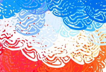 Light Blue, Red vector template with chaotic shapes.