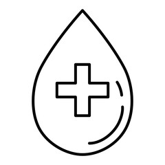 medical cross symbol in blood drop line style icon vector illustration design