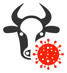Vector cow coronavirus illustration. An isolated illustration on a white background.