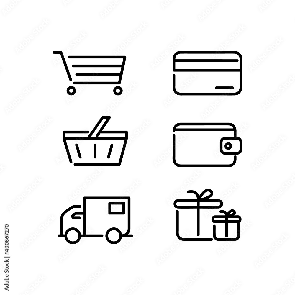Poster linear web commerce icon collection design isolated on white background